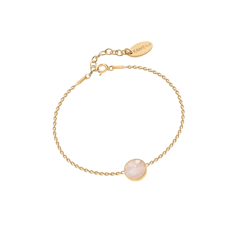 Gold bracelet with round white opal detail