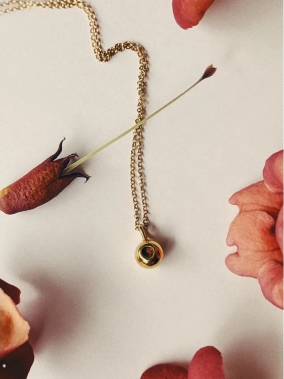 Gold-plated necklace with cognac Baltic amber