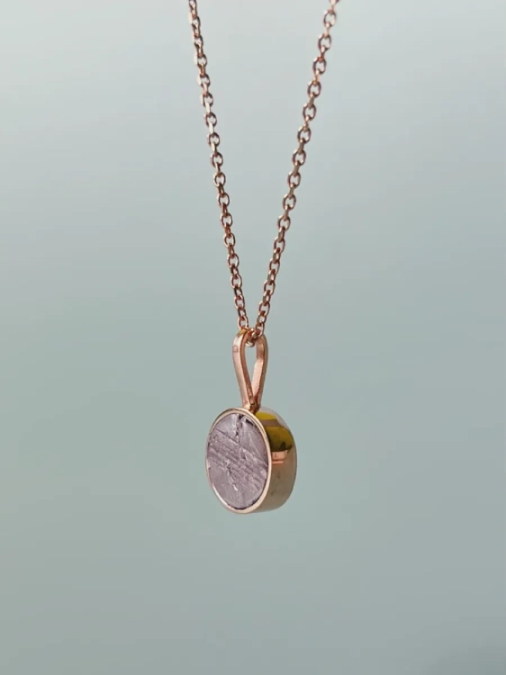 Solid 585 rose gold necklace with authentic meteorite