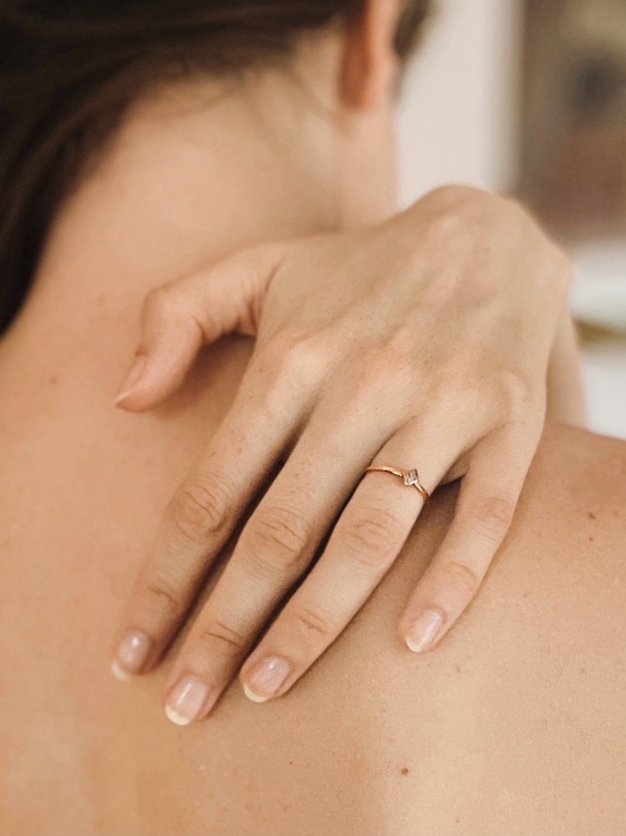 Unique engagement ring with genuine meteorite