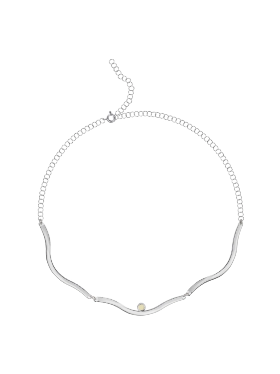 Sterling silver choker with milky Baltic amber