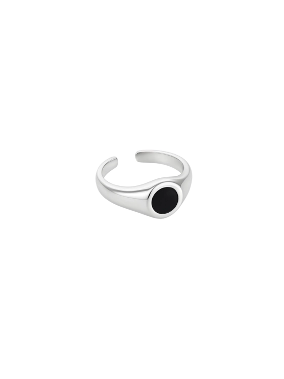 Sterling silver signet with black stone