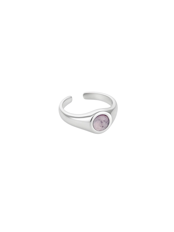 Silver signet with pink stone