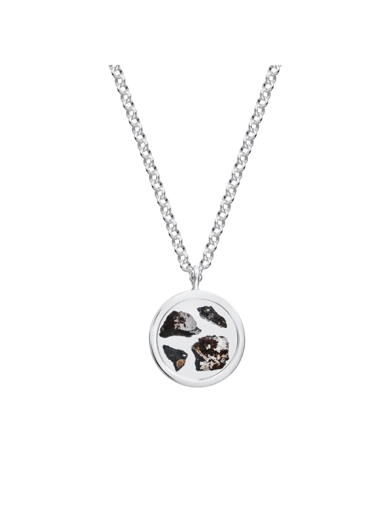 Men’s sterling silver necklace with meteorite pendant