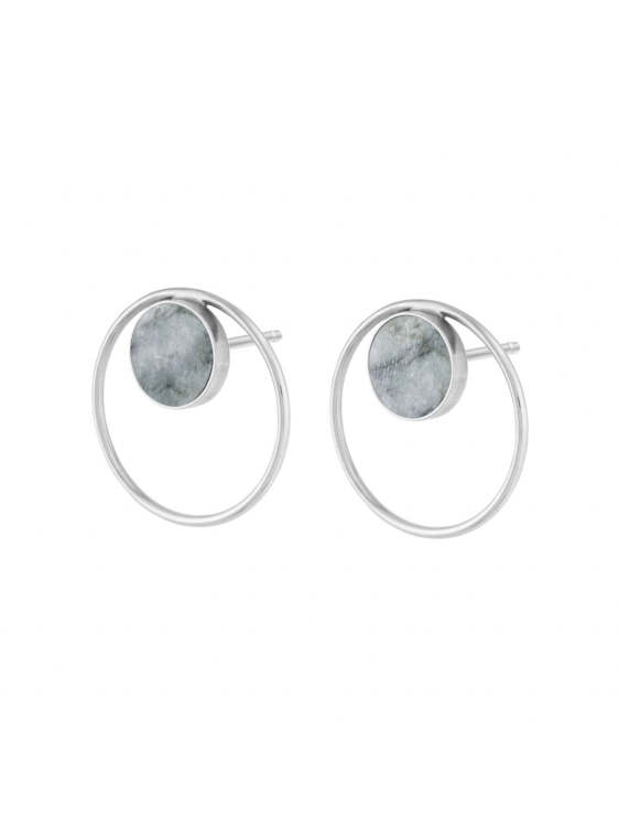 Sterling silver hoop earrings with dolomite Picasso stone