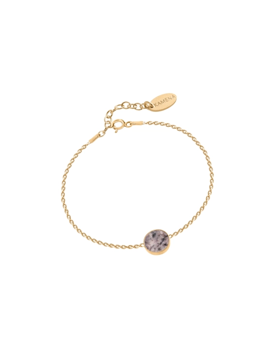 Gold bracelet with natural pink stone