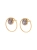 Gold circle stud earrings with soft pink stone