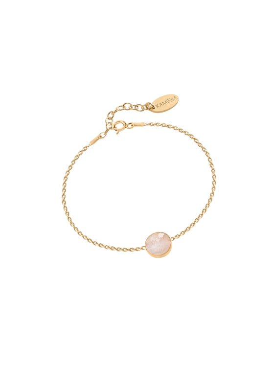 Gold bracelet with round white opal detail