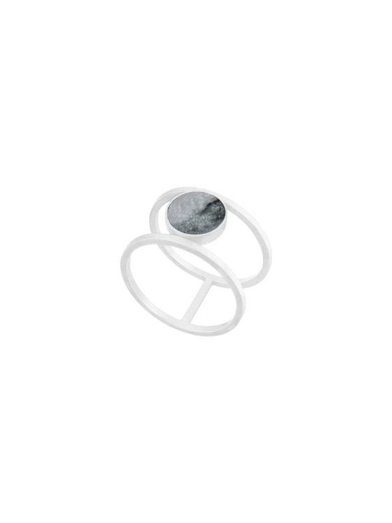 Sterling silver double ring with marble grey stone