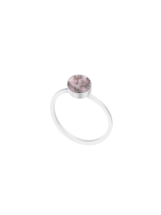 Minimal sterling silver ring with pink natural stone