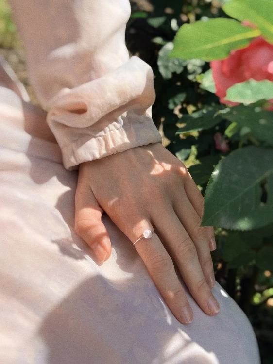 Sterling silver ring with pink gemstone