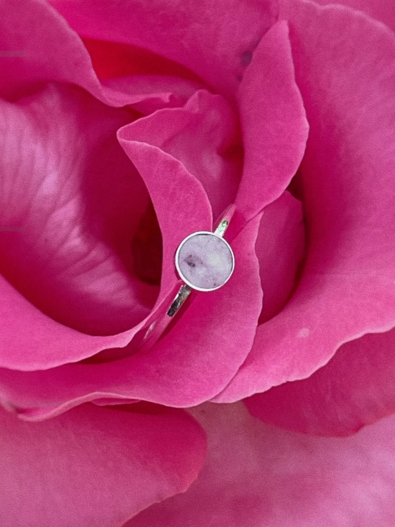 Silver ring with rodingite