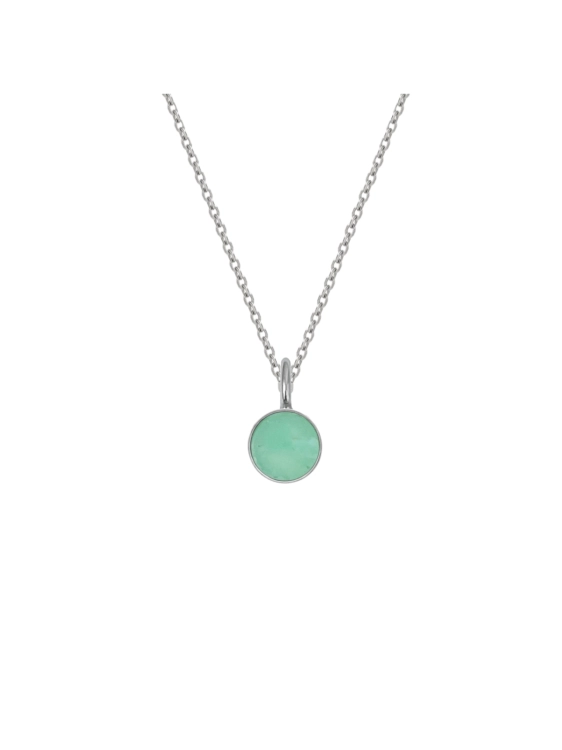 Sterling silver necklace with mini chrysoprase pendant