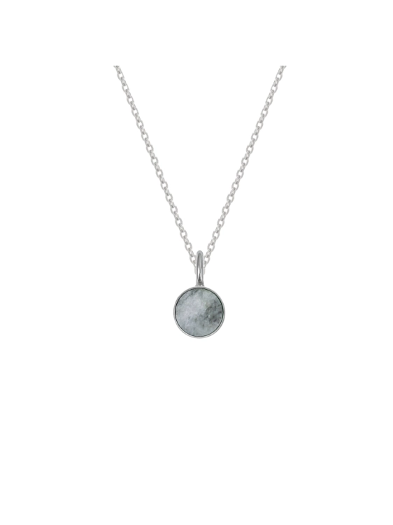Short sterling silver necklace with grey marble stone