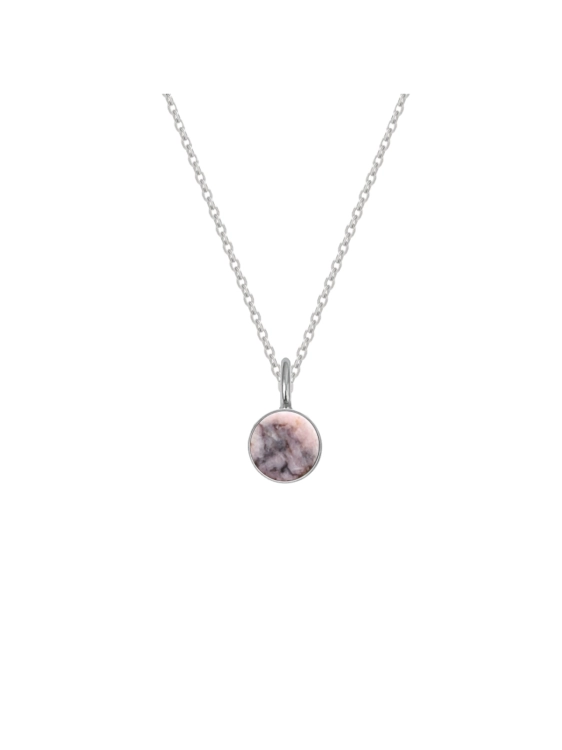 Sterling silver necklace with mini pink stone pendant