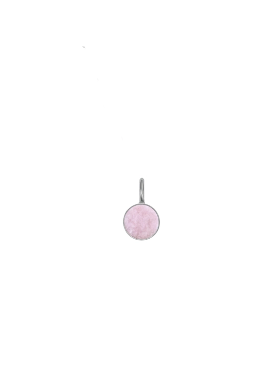 Sterling silver round pendant with pink stone