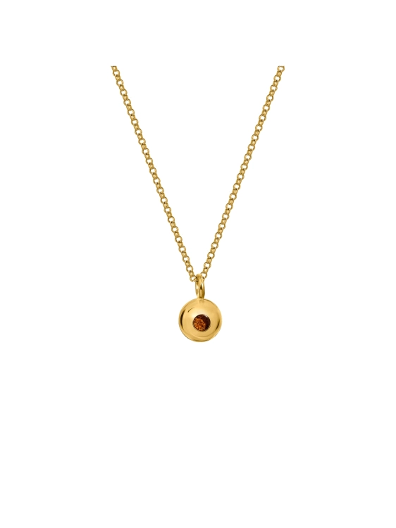 Gold necklace with amber sphere pendant