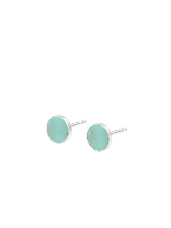 Sterling silver stud earrings with natural chrysoprase stone