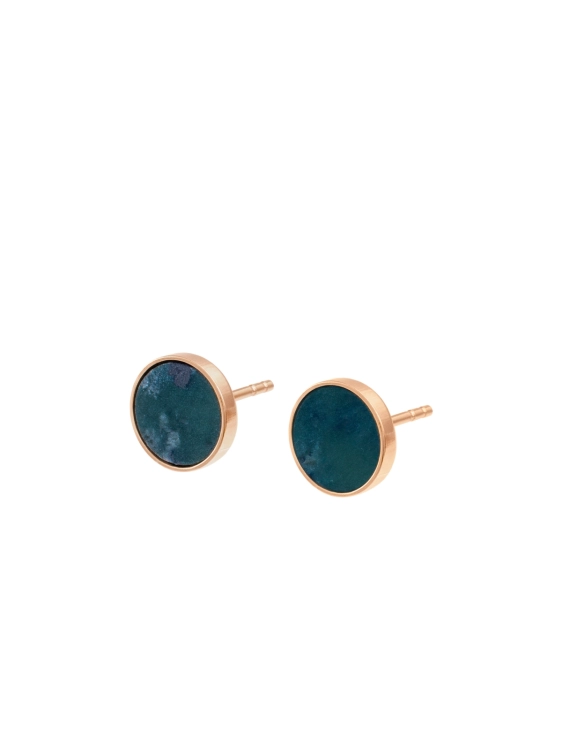 14k solid gold stud earrings with natural green nephrite
