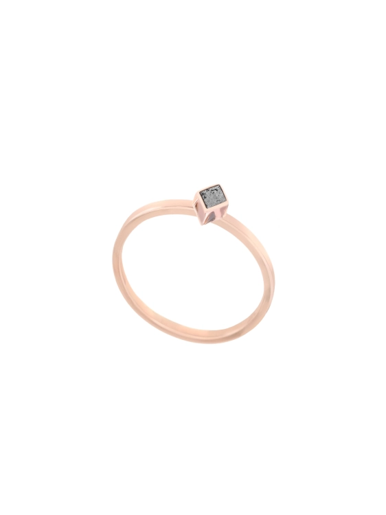 Rose gold engagement ring with authentic meteorite