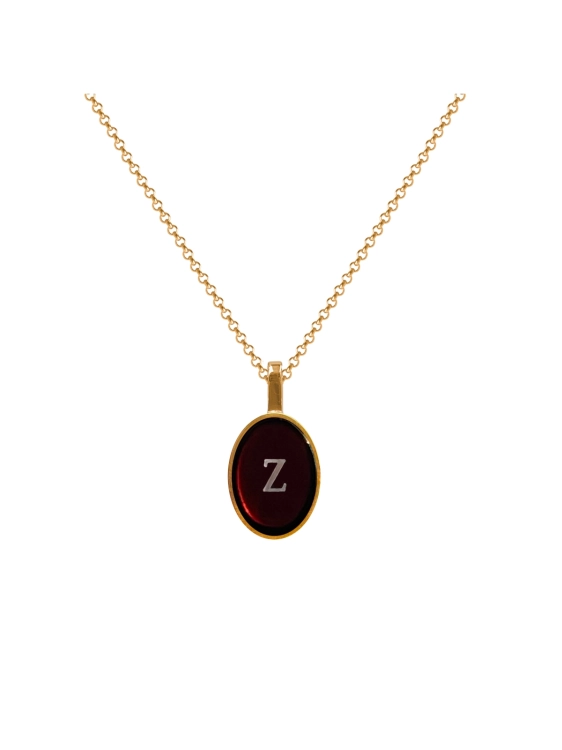 Gold-plated amber necklace with letter Z
