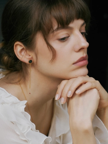 Earrings with chain gold-plated