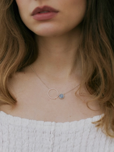 Sterling silver necklace with grey stone pendant
